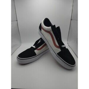 Vans Old Skool Mini Cord Sneaker White Corduroy/ Black Suede Red Stripe M 10.5
